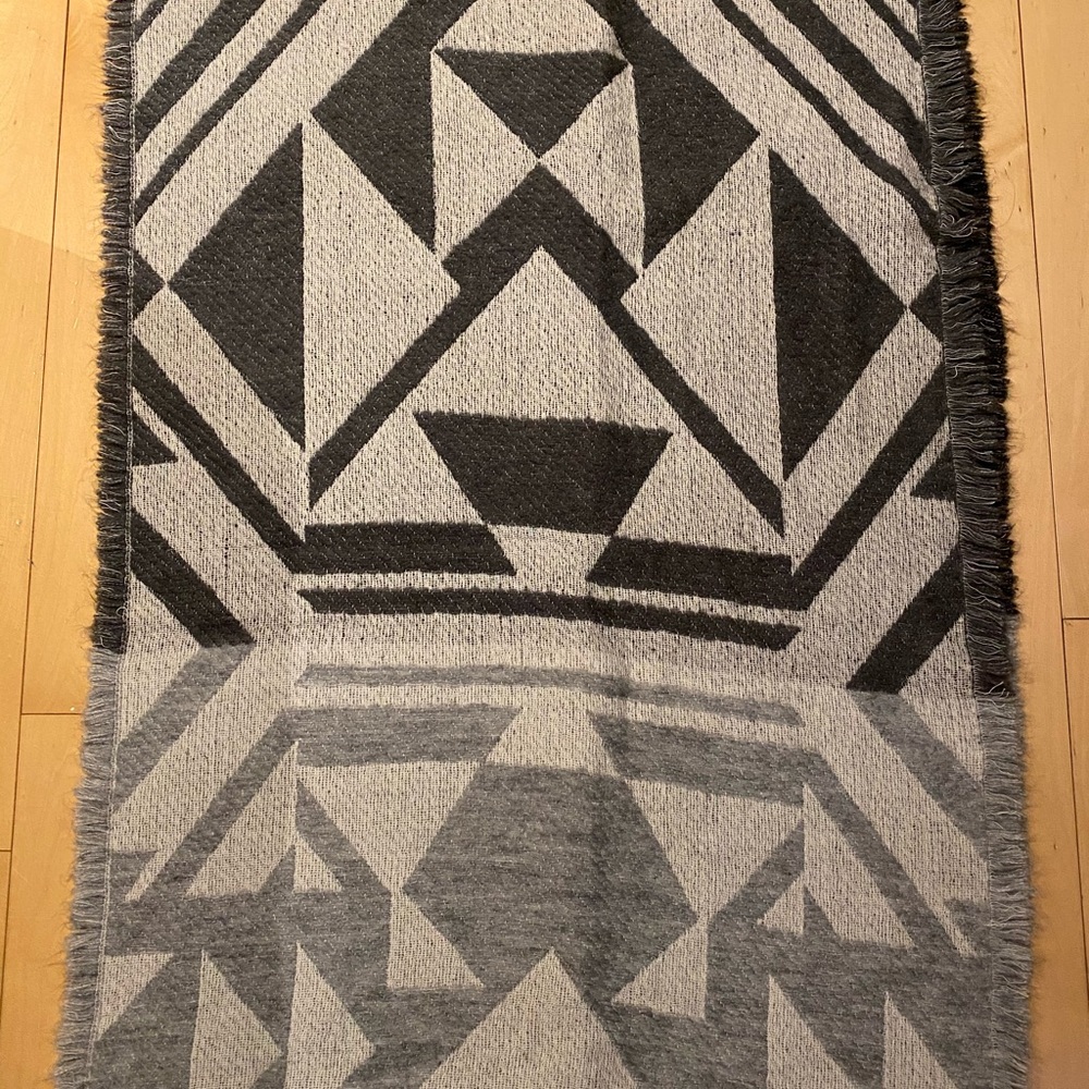 Large geometric grey scarf blanket wrap